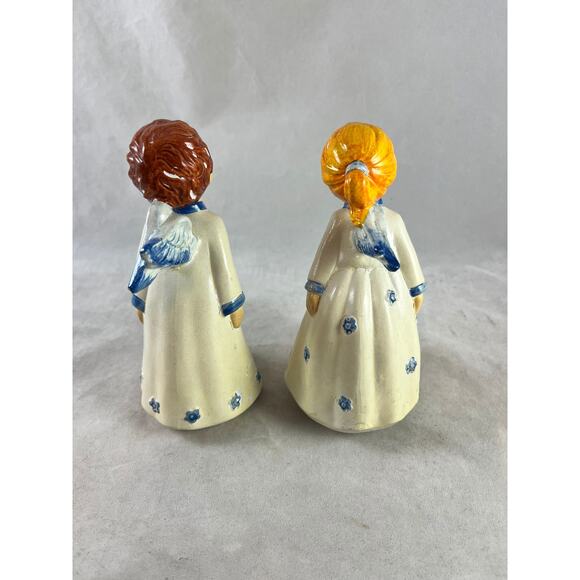 Papier Mâché Kissing Angels Figurines Musical Holiday Decor Japan Vintage - Picture 5 of 10